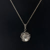 Sterling silver rose pendant with marcasites and pearl.  Germany.  1980s.  pdvs1004