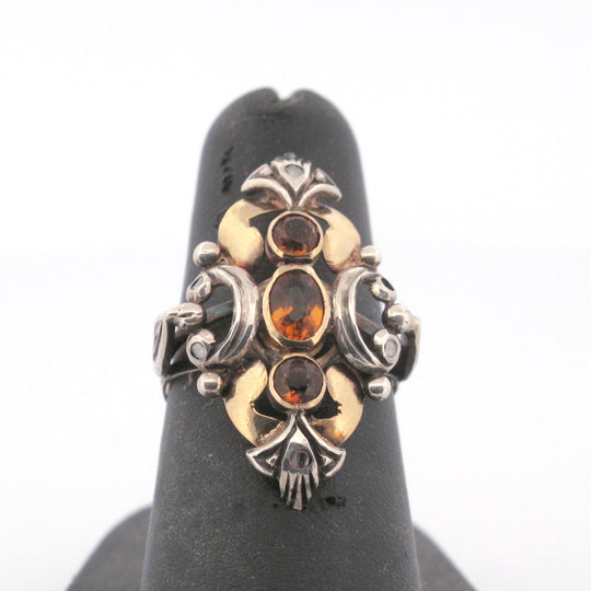 Madiera Topaz and Diamond Portguese Gold Ring, Victorian Georgian. rgvc110