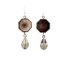 Lavender Mother of Pearl Earrings, with faceted glass drop.  j-ervn978
