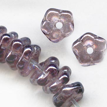 Czech amethyst luster 5x1.5mm Daisy Lochrosen. Pkg of 25