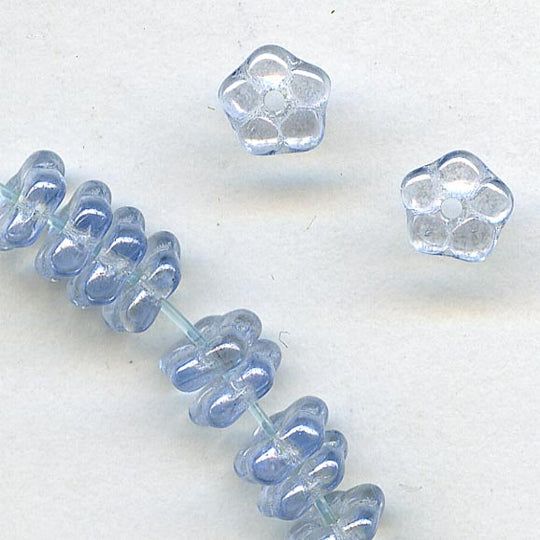 Czech light sapphire luster 5mm Daisy Lochrosen. 5x1.5mm. Pkg of 25. b11-bl-1116