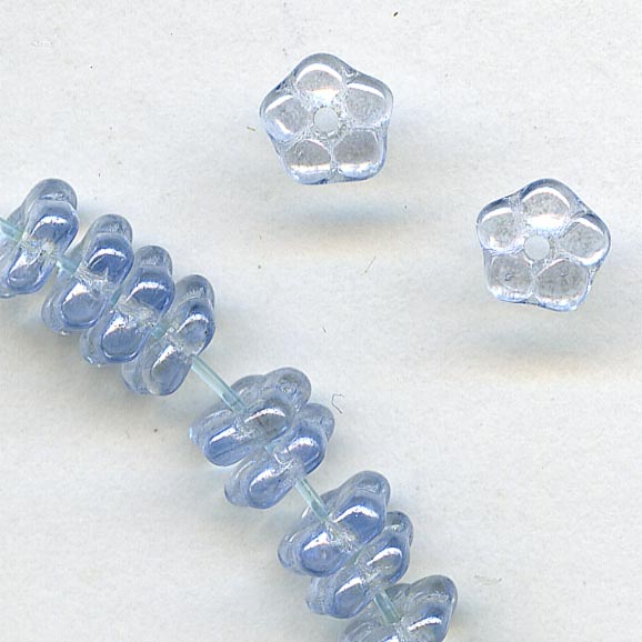 Czech light sapphire luster 5mm Daisy Lochrosen. 5x1.5mm. Pkg of 25. 