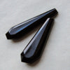 1920s France jet glass top drilled faceted pendant shaped beads, 26x9mm pkg of 2 . b11-bw-0973