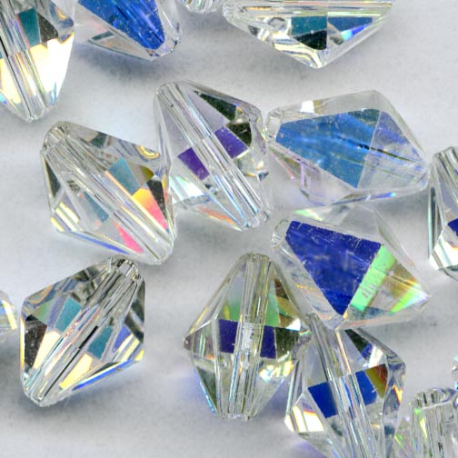 Swarovski crystal aurora borealis diamond bead Art. 5121. 8.5x6.5mm pkg of 4.