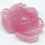 Vintage Japanese Cherry Brand molded translucent glass rose in rose quartz. 27x20mm. Pkg of 1.
