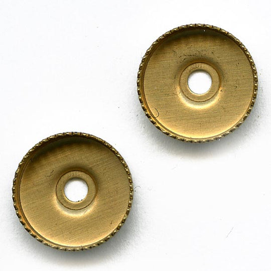 b9-0988-Vintage brass pronged bezel setting for 11mm cab. Pkg of 6