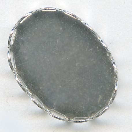 Silver metal loop bezel setting for 18x12mm cabochon. Pkg of 4