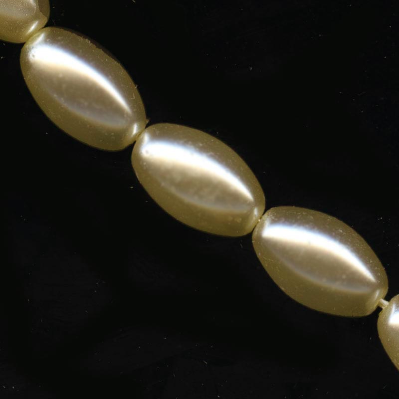 Vintage Japanese champagne large glass pearl, 18x11mm, pkg of 4.