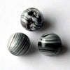 Vintage Czech black, white and gray swirled glass button beads, 15x16mm pkg of 2. 