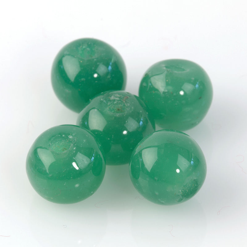 Vintage Chinese translucent green wound glass beads 10x11mm. 6 pcs. b11-gr-2052