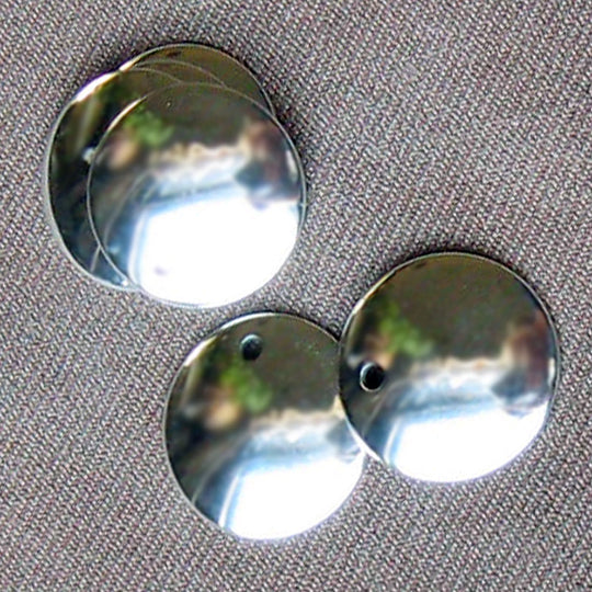Vintage bright steel sequin disks, 14mm pkg of 10. b9-0982