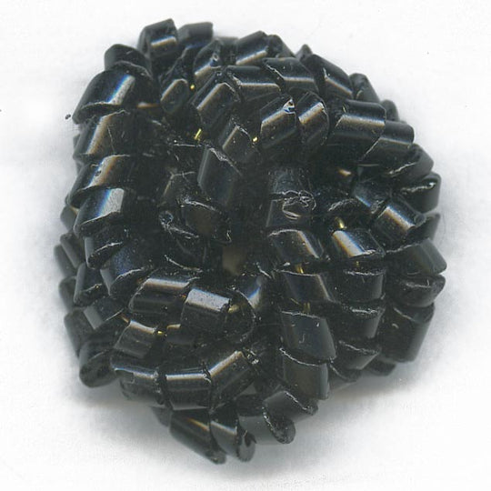 Vintage Austrian jet glass beaded knot button bead 22mm pkg of 1. b11-bw-0929