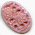 1920s Gablonz molded glass floral satin rose stone. 34x22mm pkg of 1.