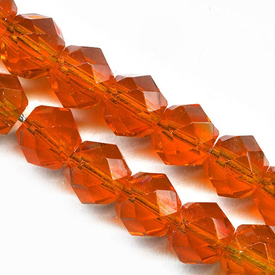 Vintage Japan round glass beads 20pc orange & black Halloween