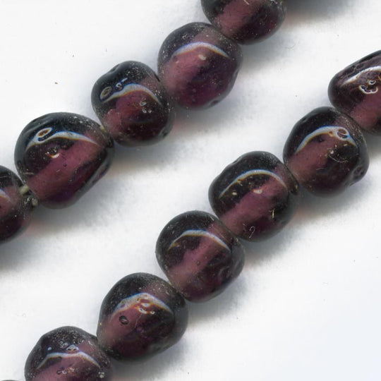 Vintage baroque amethyst glass rounds, Japan, 9x8mm pkg of 10. b11-pp-0997