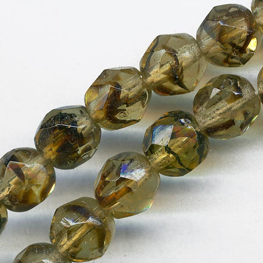 Vintage Czech tortoise glass beads 8mm strand of 25. b11-br-0749(e)