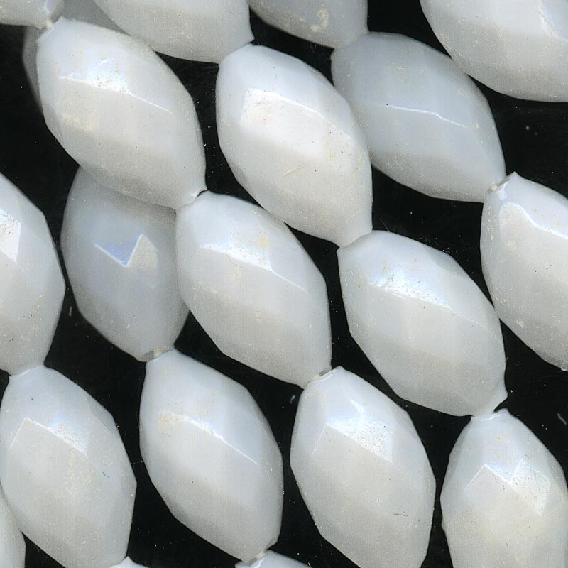 Rare vintage hollow milky white glass oval beads Occupied Japan, 20x12mm pkg of 4.