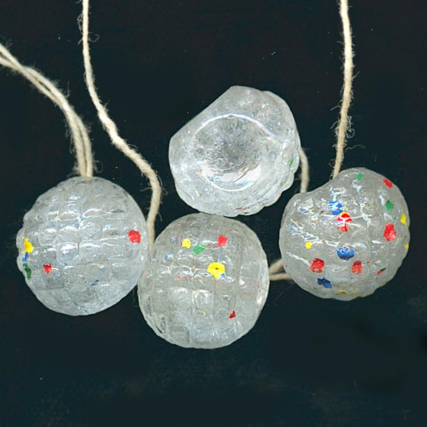 Vintage Czech frosty confetti button beads. 12mm pkg of 2. 