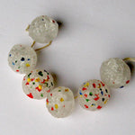 Vintage Czech frosty confetti button beads. 12mm pkg of 2. 