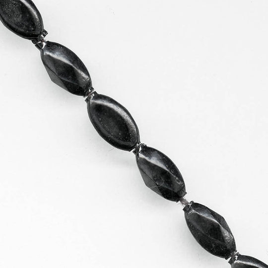 Rare vintage hollow jet glass oval beads. Occupied Japan. 14x8mm pkg of 10. b11-bw-0990