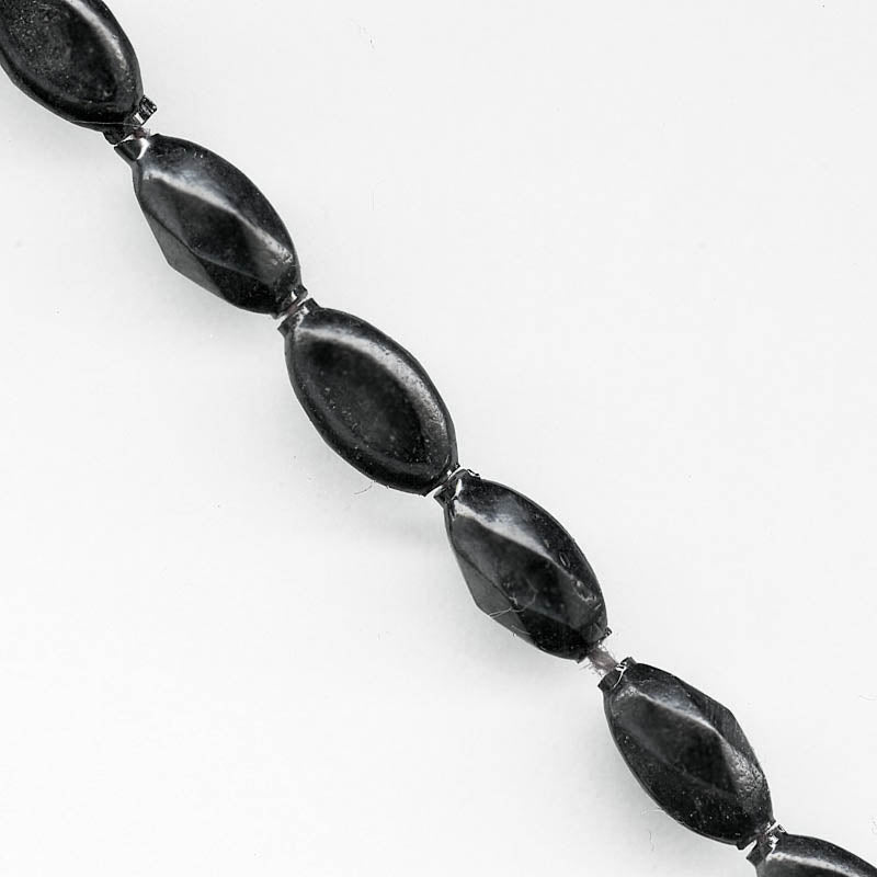 Rare vintage hollow jet glass oval beads. Occupied Japan. 14x8mm pkg of 10.