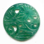 Vintage Japanese molded glass "carved jade" cabochon or pendant. 16mm. Pkg of 2.
