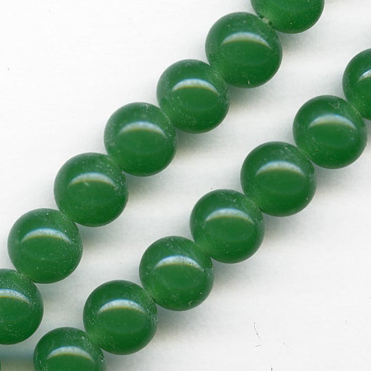 Vintage Japanese chrysoprase green glass rounds 7mm pkg of 10. b11-gr-0997(e)