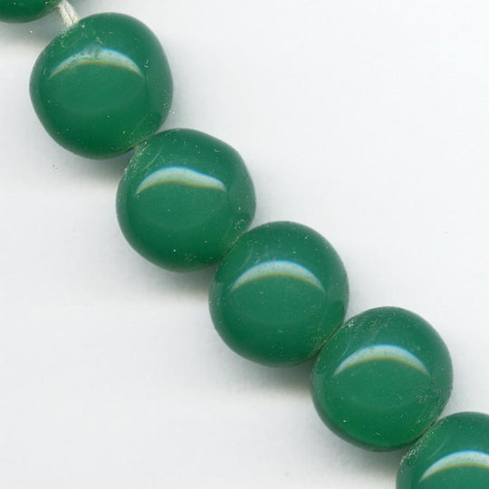 Vintage Japanese Cherry Brand chrysoprase green glass rounds 11-12mm pkg of 4. b11-gr-0996(e)