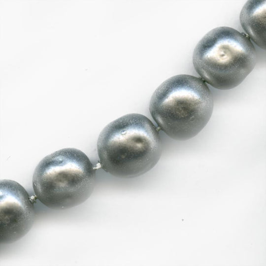 Matte Silver Colored Baroque Glass Pearl. Japanese. 10mm. Pkg 4. b11-pr-0137
