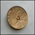 Victorian champlevé enamel button, 1 1/4 inch diameter