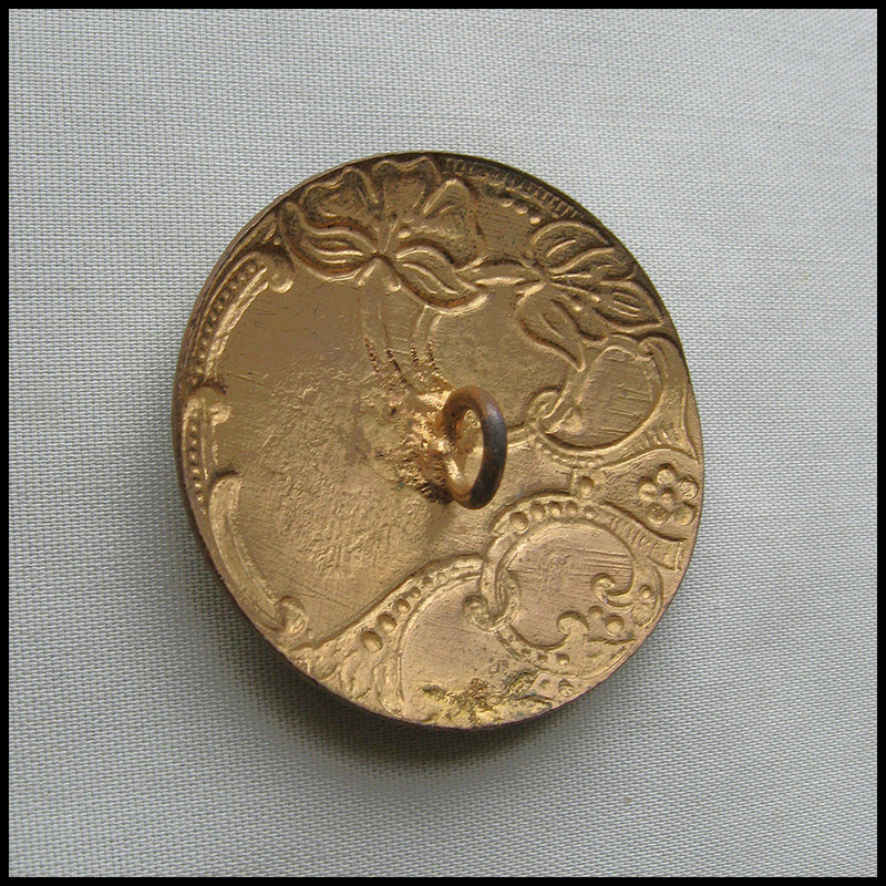 Victorian champlevé enamel button, 1 1/4 inch diameter