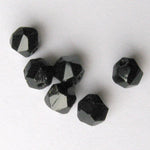 Vintage jet glass hand-faceted English cut. Czechoslovakia. 7mm Strand of 25. 