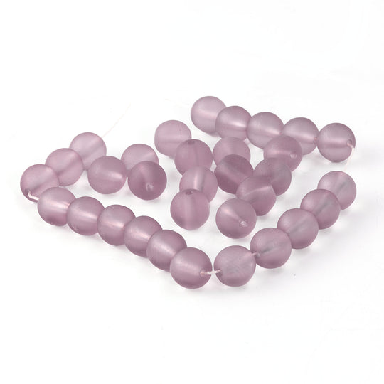 6mm Vintage Czech pale lavender frosty rounds. Pkg of 20. b11-pp-0884-1