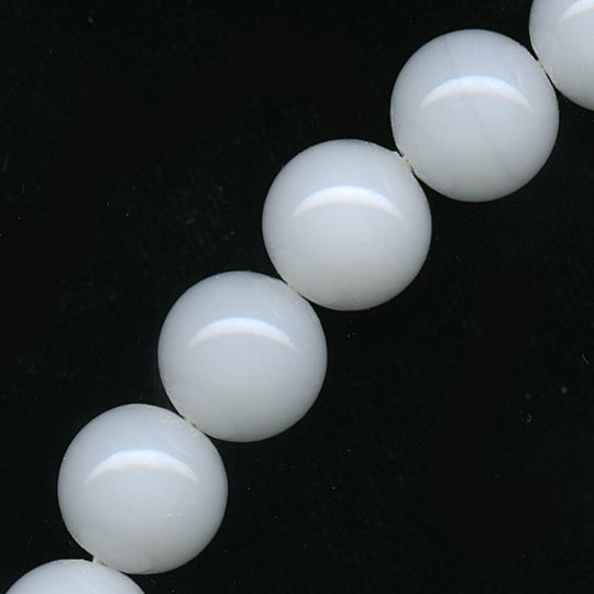 Vintage Japanese glowing alabaster glass round beads, 11mm pkg of 10. b11-bw-0987