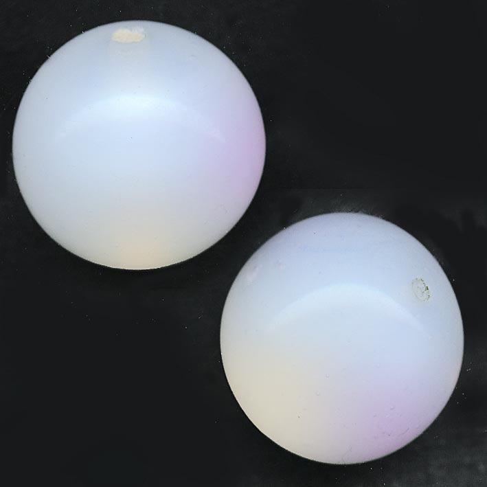 Vintage Japanese 16mm glowing opal glass round beads, pkg of 2.