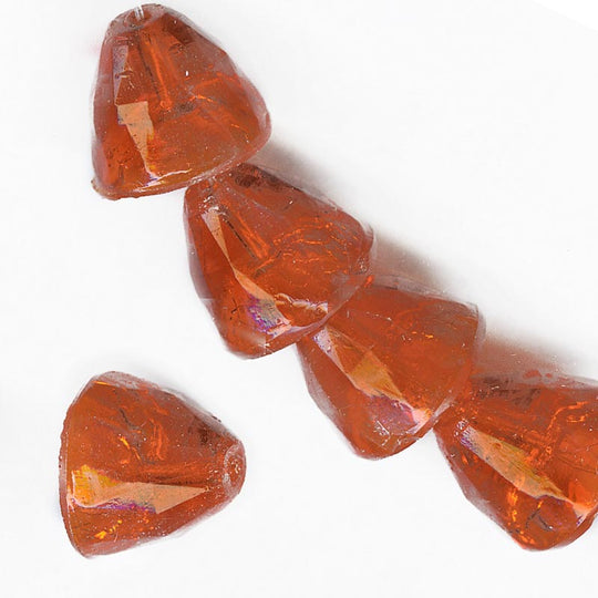 Vintage molded persimmon glass cap. Czechoslovakia. 13x14mm pkg of 4. b11-yo-0920(e)