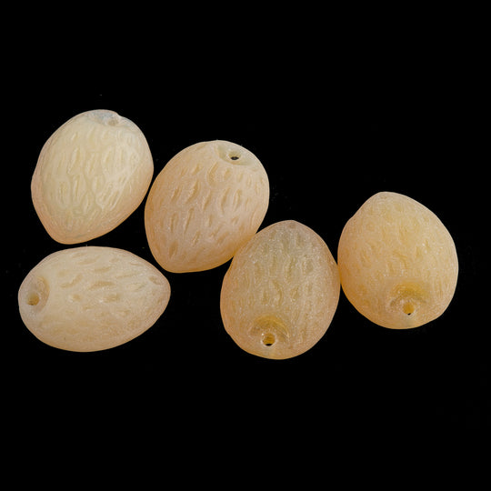 Almond Shape Glass Pendant Bead, Tan. Czechoslovakia. 10mm. Pkg 5. B11-YO-0645