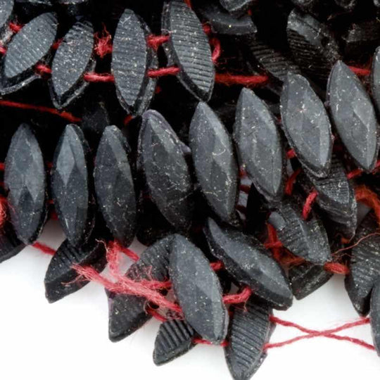 Antique Bohemian 2-hole flat back marquis beads. 8x3mm. Pkg of 24 . b11-bw-1060