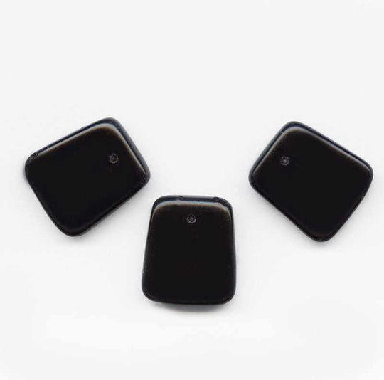 Art Deco Black Glass Plaque Pendant. 18x20 mm. Pkg 7.  b11-bw-0763