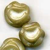 B11-BR-0411 Vintage Picasso Glass Pinched Round Beads. 10mm. Pkg of 5