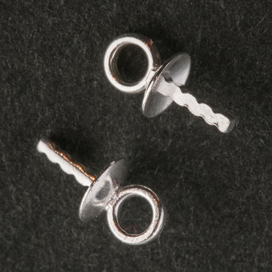 Sterling silver bead cap with notched peg for top drilled beads. 3mm cup pkg of 2. b9-2029