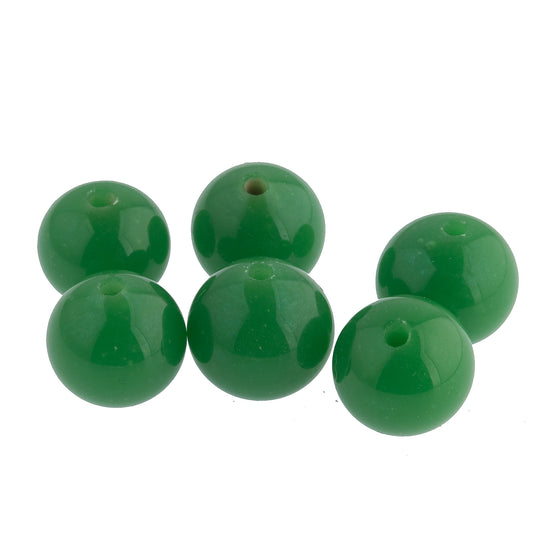 Vintage Japanese Opaque Chrysoprase Green Glass Rounds.  12mm. 6 pcs. b11-gr-1163