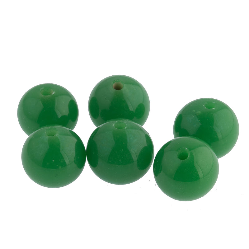 Vintage Japanese Opaque Chrysoprase Green Glass Rounds.  12mm. 6 pcs.