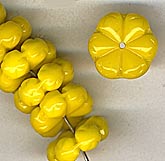 B11-YO-0770-1940-50s Czech opaque 6-petal flower rondelle. 14x5mm. Pkg of 4