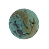 Vintage carved and pierced Chinese turquoise 30mm round Shou bead.