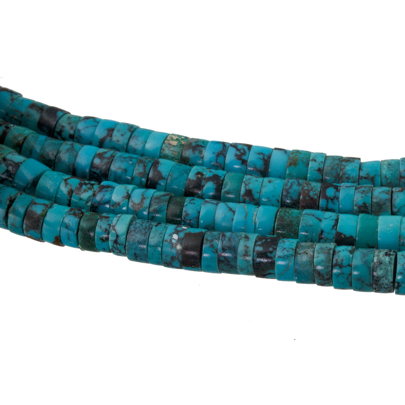 Old stock natural  5.6mm Arizona turquoise heishi beads. 17 inch strand.