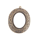 Ornate Victorian-Style Stamped Oxidized Brass Oval Frame Pendant Setting. 4 sizes.