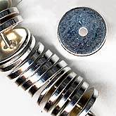 Silvertone metal heishi beads. 1x8mm. Pkg of 20. 