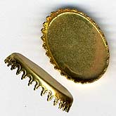 Vintage brass pronged setting for 14x19mm cabochon. Pkg of 4
