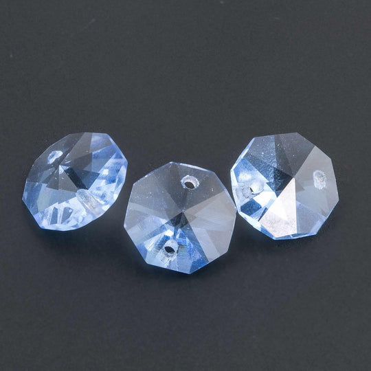 Blue Crystal Octogon 2-Hole Pendant, Swarovski. 1970s. 12mm. Pkg 1. b11-bl-0994